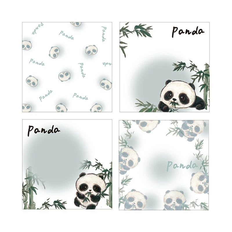 2024 New 50 Sheets Portable Sticky Notes Cute Panda Bamboo Note Pads Posted it Ink-proof for To Do Lists Checklists Reminders