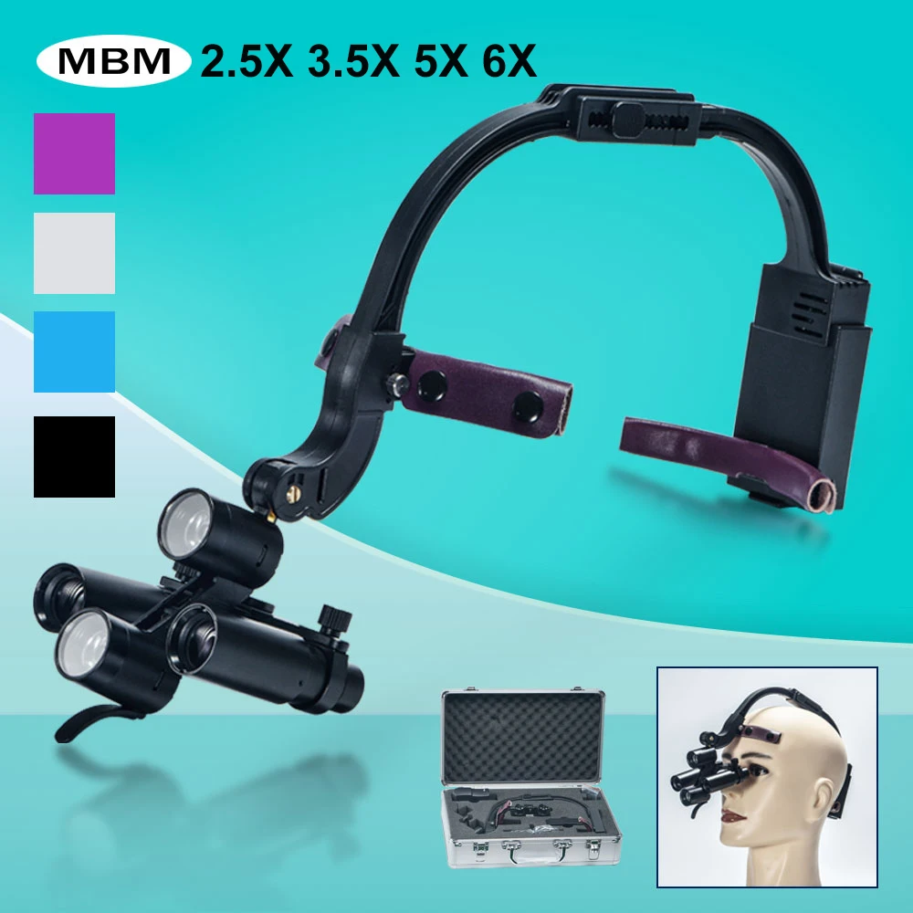 MBM Dental Loupe with Wireless Headlight  Magnifying Glasses for Dentist Surgical Head-mounted Magnifier with 2 LED Headlamp