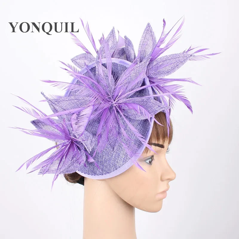 Red Wedding Fascinator Hats With Headbands Feather Special Hats Popular Hatinator Elegant Women Wedding Flower Headwear SYF152