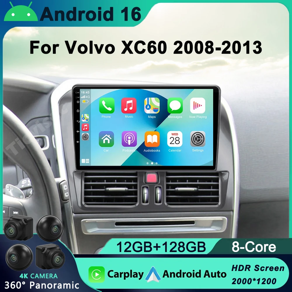 

Android 16 Car Radio 8+128G For Volvo XC60 que 1 2009 - 2013 Stereo Multimedia Player GPS Navigation BT Carplay No 2din DVD