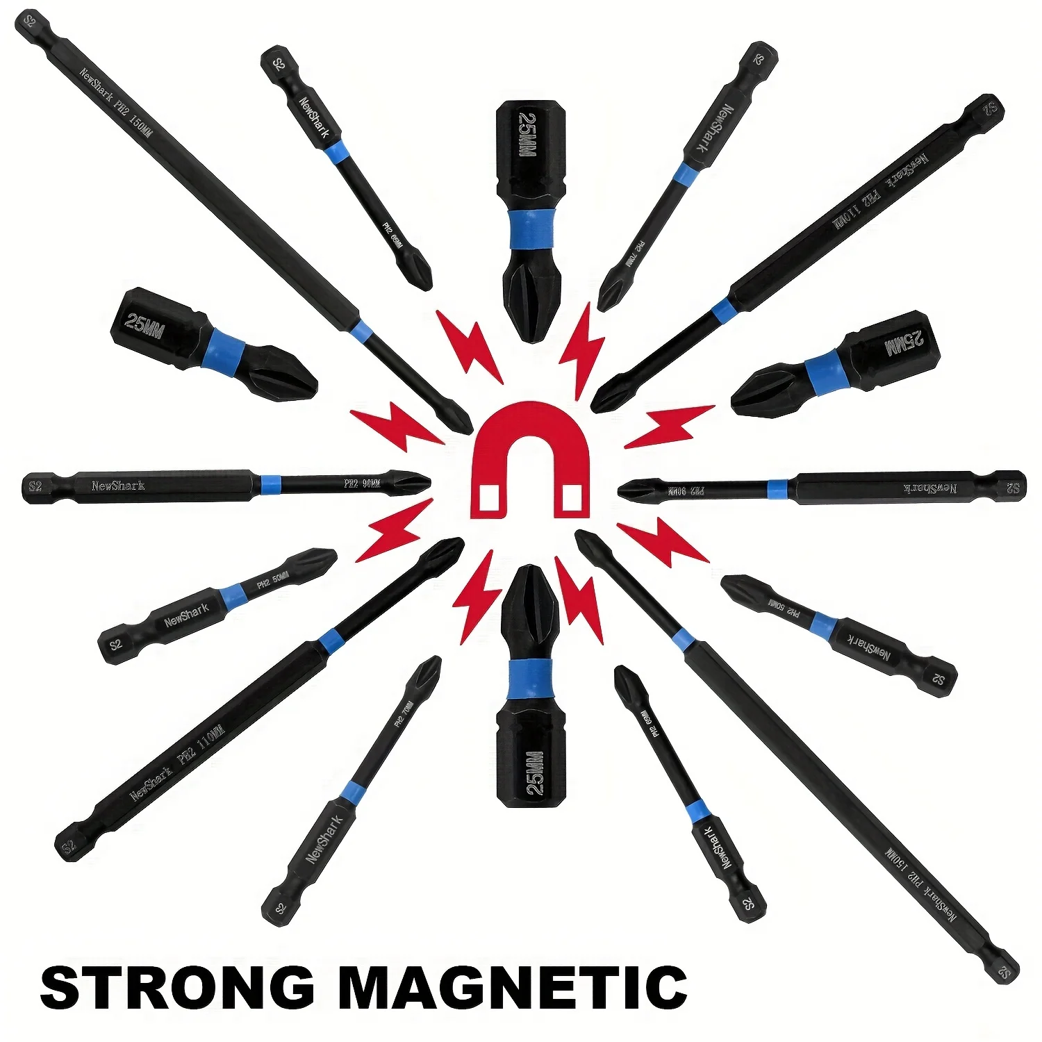 16Pieces Impact Driver Bit Set,Cross Impact High Hardness Hand Drill Bit Screw Electric Screwdriver Set,for Power Drills Tools