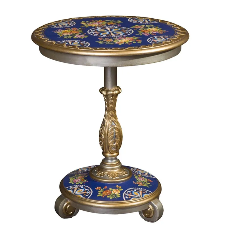 

Mahogany carved villa coffee table round furniture