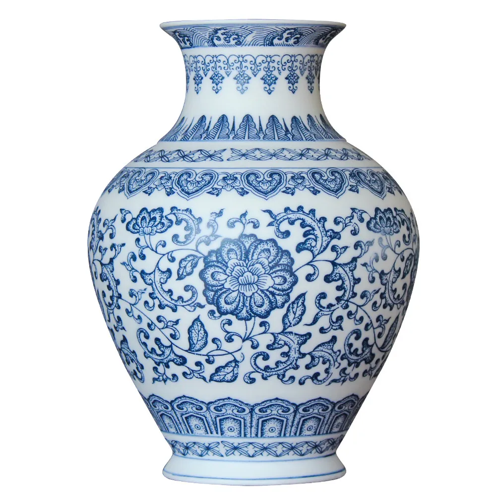 Jingdezhen Matte Glaze Thin-bodied Blue And White Porcelain Vase Chinese-style Retro Living Room Elegant Decorative Ornament