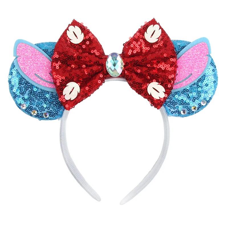 Fashion Mickey Minnie Ears Headband Star Moon Mouse Party Leopard Hairband Kids Sequin Bow Female Hair Accessories