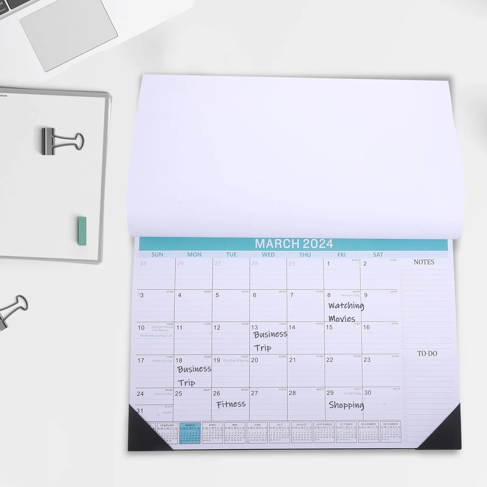 

English Wall Calendar 18 Month Vertical Hanging Paper 120g Double Adhesive Monthly Planner 2024 2025 Schedule Gifts