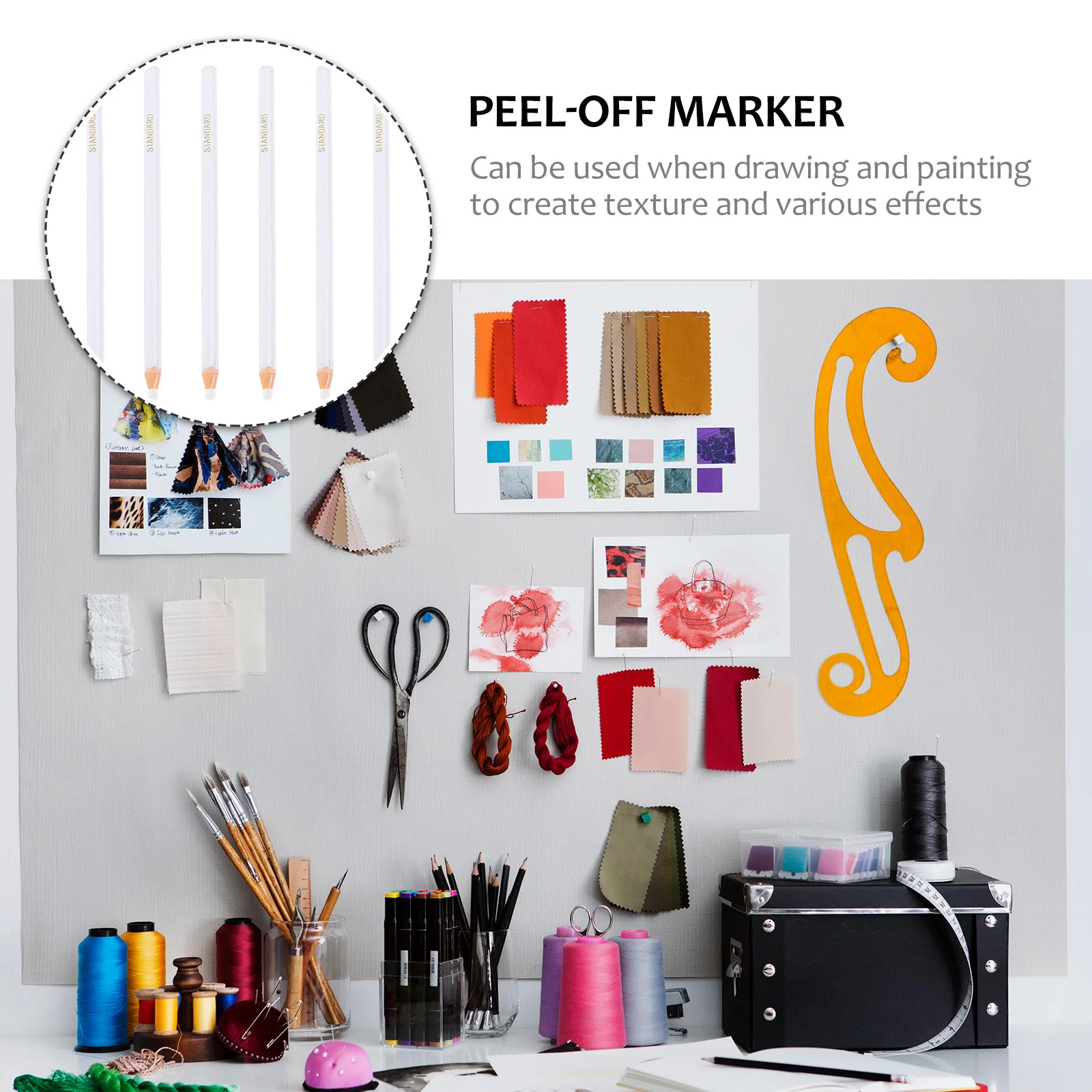 

Box Peel-Off No Sharpening Needed for Sewing Clothing Paper Wood Glass Multi-Surface Marking Peel-Off Marker