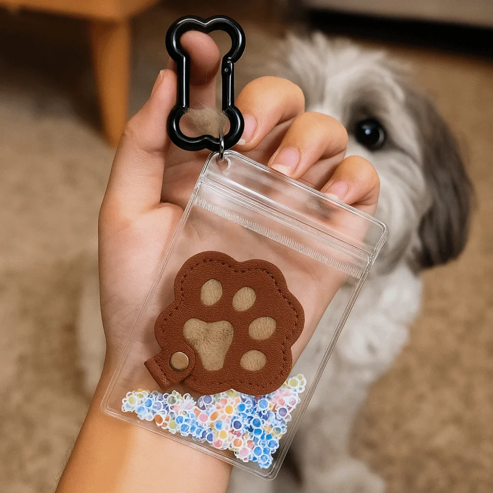 

Car Key Chains Cute Cat Claw Keychain Handmade Creative Pet Hair Storage Bag Hanging Dog Hair Collector for Cats Dogs
