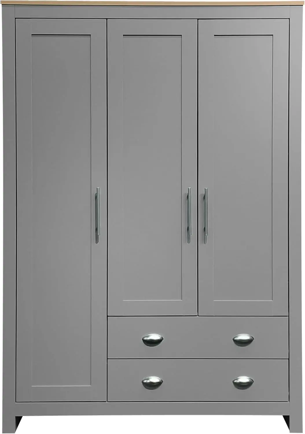 Armarios de armario de madera gris de 3 puertas, armario decorativo para dormitorio, organizador de armario, ropa funcional, habitación del hogar, dormitorio, apartamento, gris