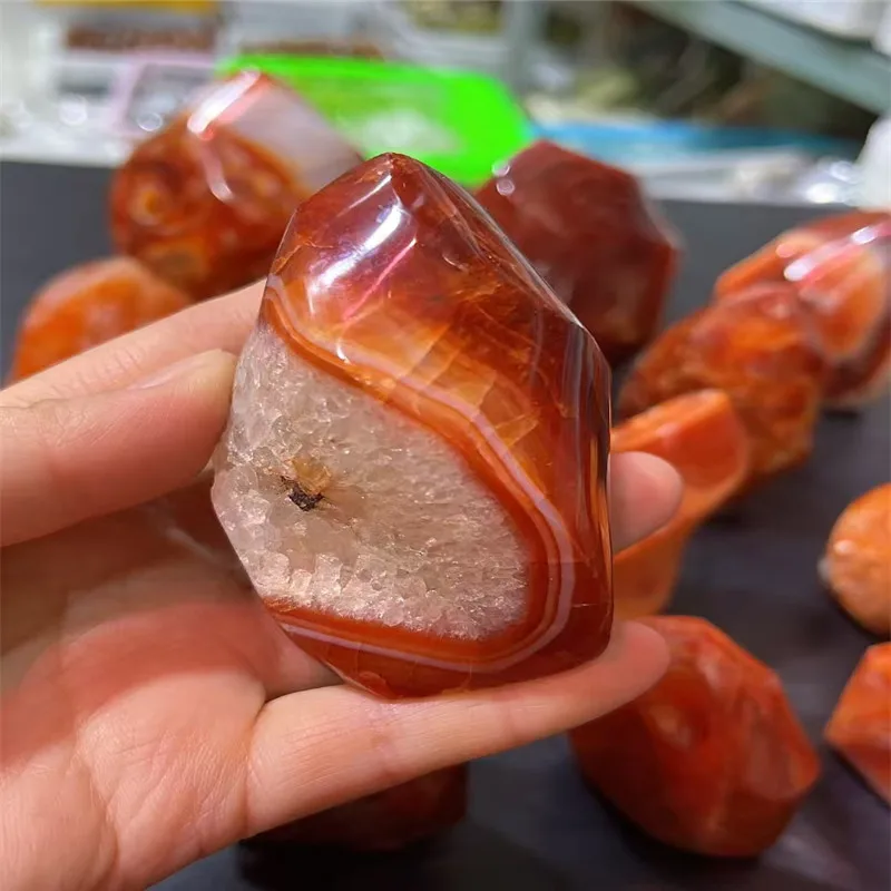 Natural Red Agate Crystal Torch for Healing And Decoration Handmade Polished Crystal Stick