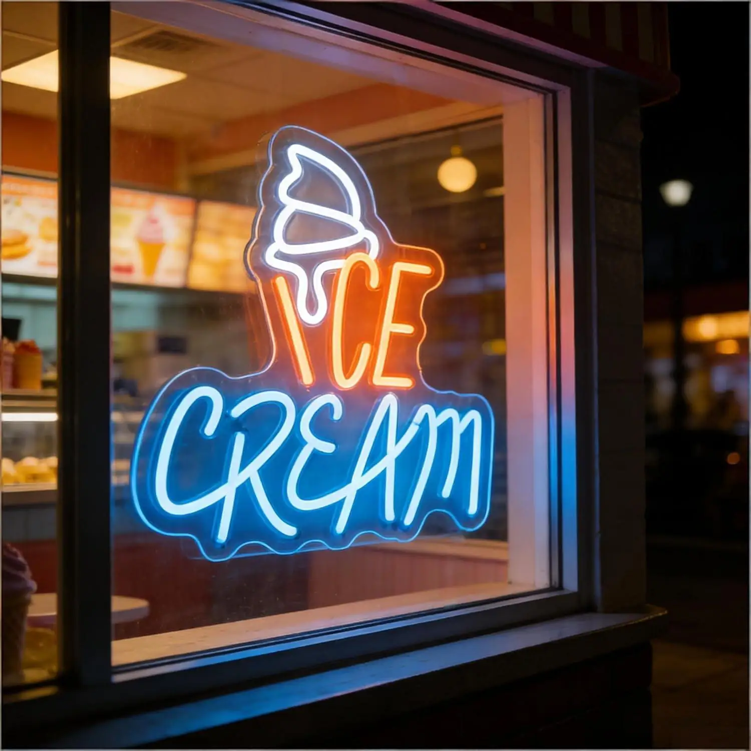 Ice Cream Neon Sign USB Dimmable LED Light for Ice Cream Shop Cafe Dessert Shop Business Store Open Sign Wall Decor Night Light
