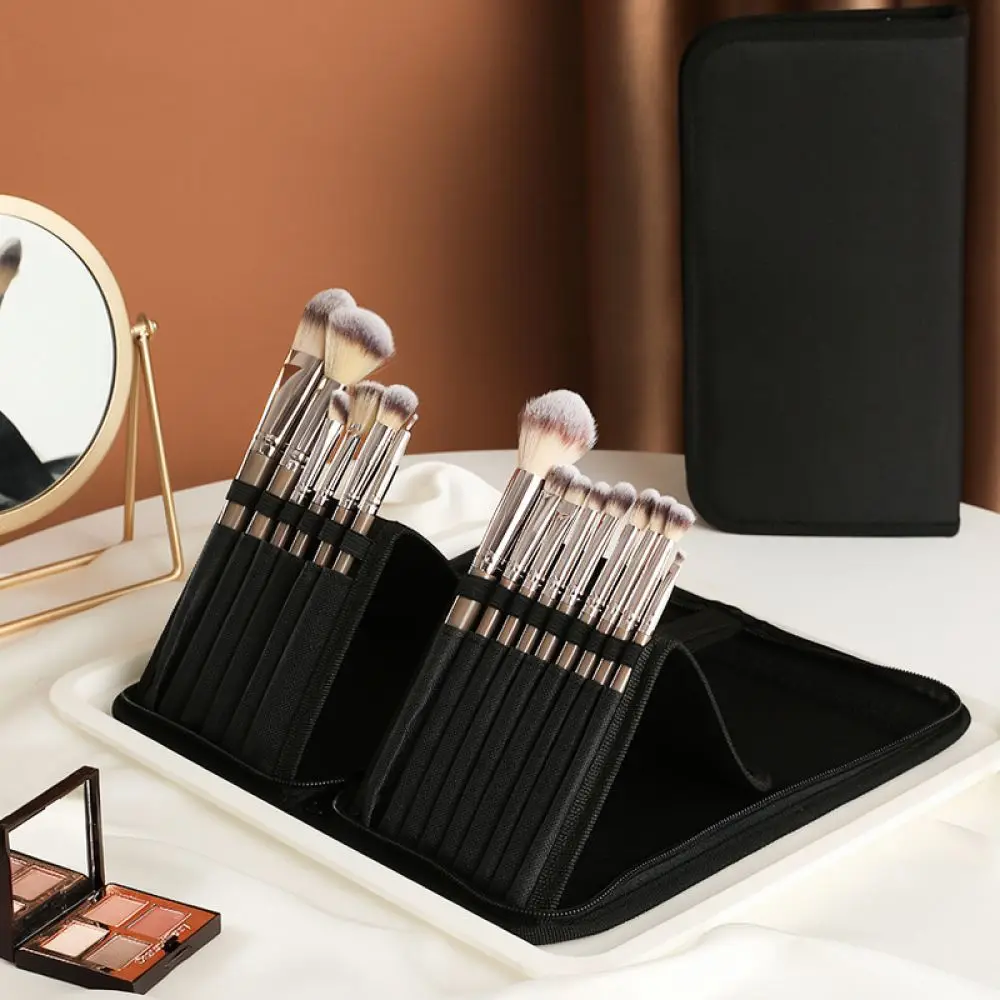Foldable Cosmetic Organizer Stand Up Makeup Brush Case Portable Storage Bag For Beauty Pens And Beauty Tools