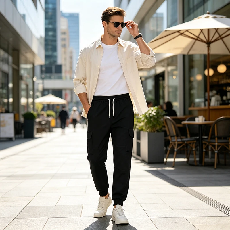 Men's Cargo Joggers Loose Fit Elastic Waist Multi Pockets Tapered Athletic Pants for Running Workout Casual Daily Sports Wear view 6
