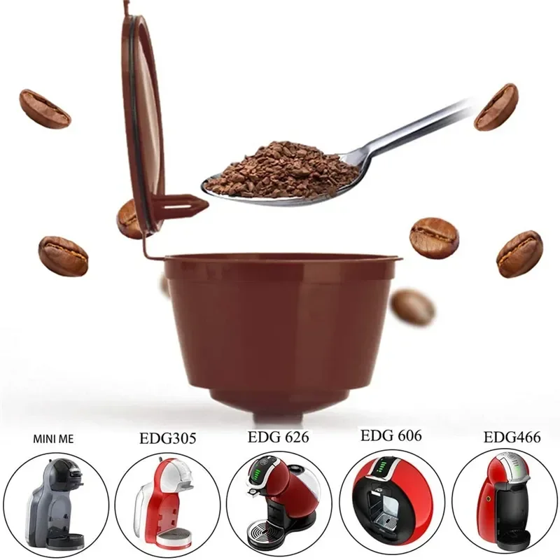 3PCS For Nescafe Dolce Gusto Nespresso reusable coffee capsule filter cup dispenser with spoon cleaning brush kit