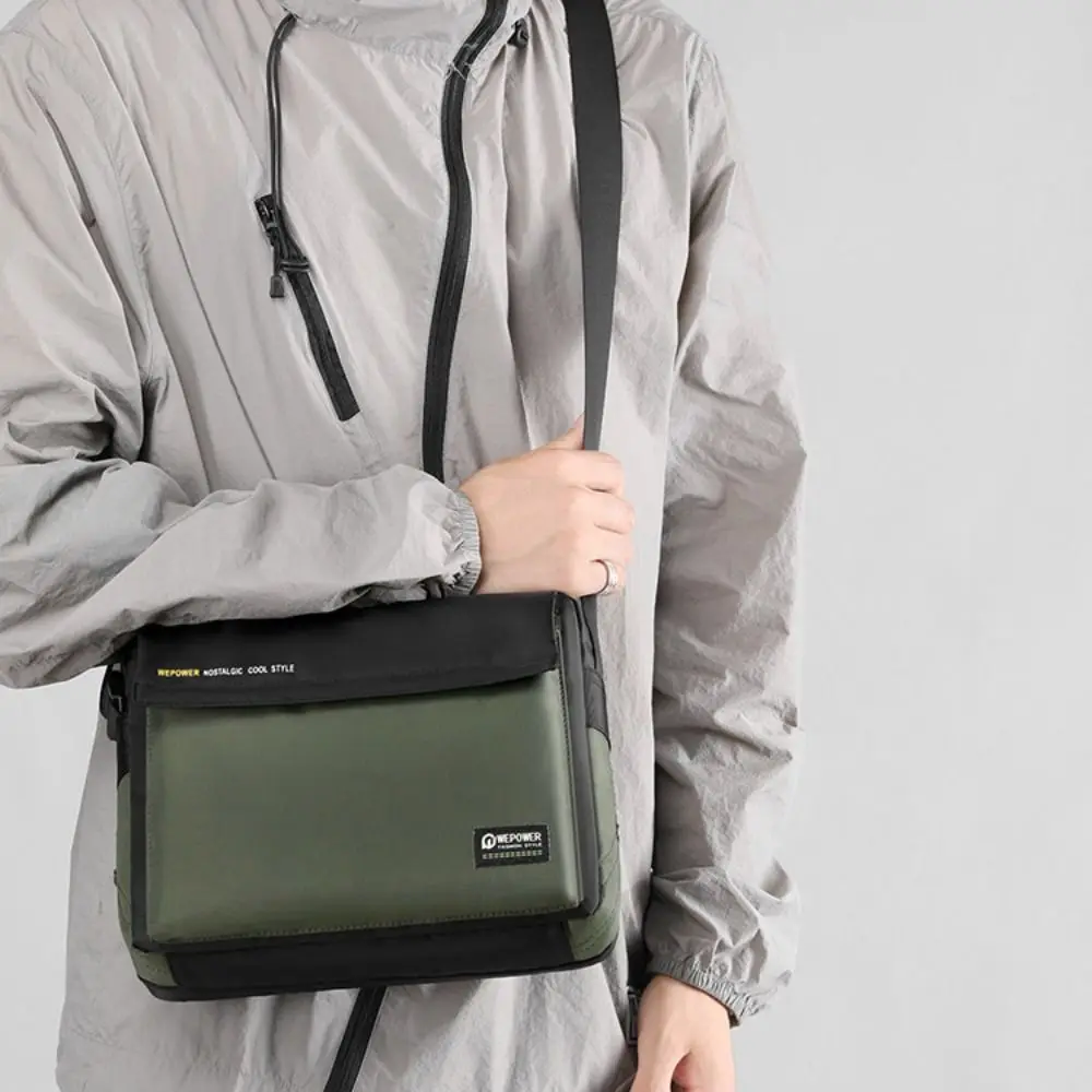 

Single Shoulder Men's Shoulder Bag Large Capacity Multi-Pockets Man Messenger Bag Square Fabric Nylon Crossbody Bag Hiking
