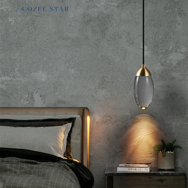

Nordic LED Pendant Lights Modern Luxury Gold Copper Crystal Indoor Lighting Fixture Bedroom Living Room Home Decoration Lamps
