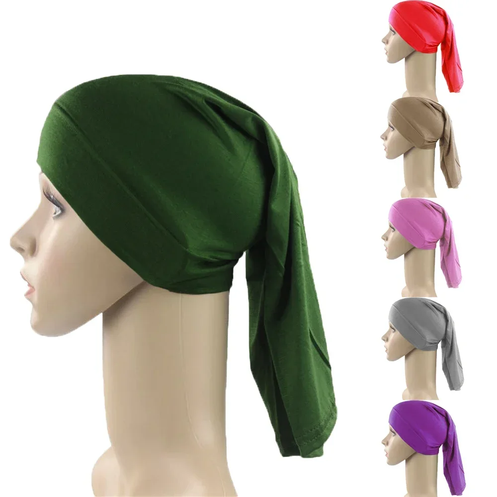 Muslimische Baumwolle Underscarf Cap Jersey Inner Hijab Hut Islam Hejab Headwrap Solide Stretch Kopfbedeckung Arabisches Kopftuch Baggy Bone Bonnet