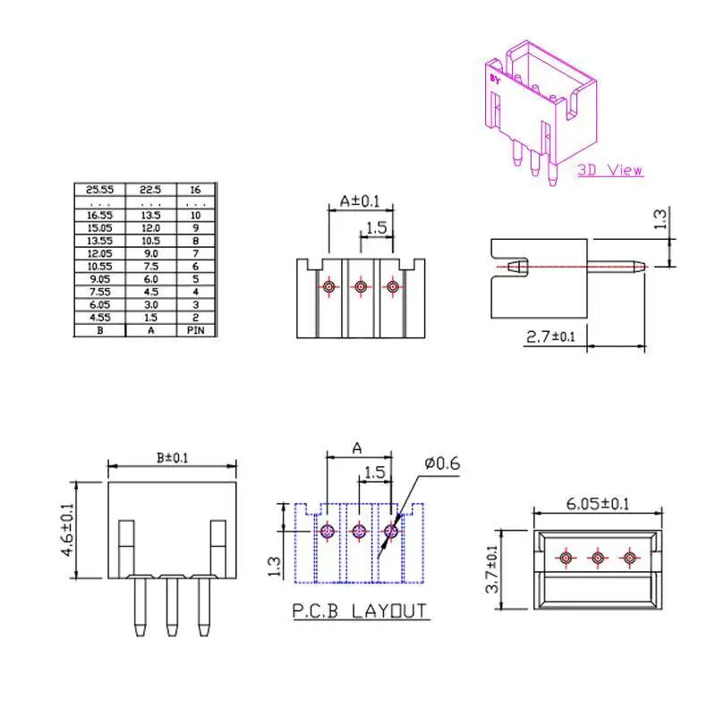 20 Stück ZH1.5MM Gerader Stift Gebogener Buchsenstecker PCB-Lötplatine 2P 3 4 5 6 7 8P – Detail 1