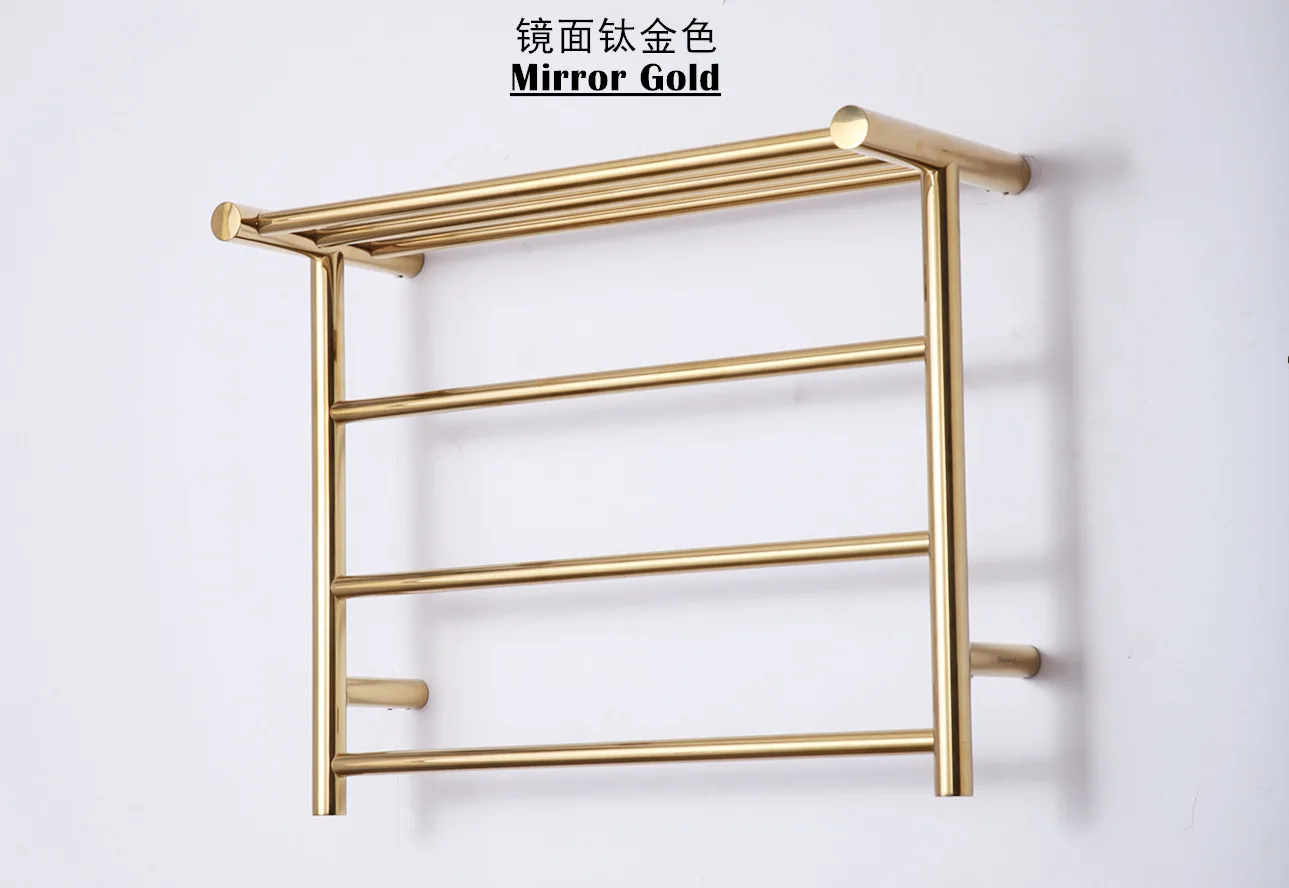 

Gold High Quality SUS304 Stainless steel electrothermic Towel rack Wall Mounte Thermostatic Towel Bar Luxury Bath towel holder