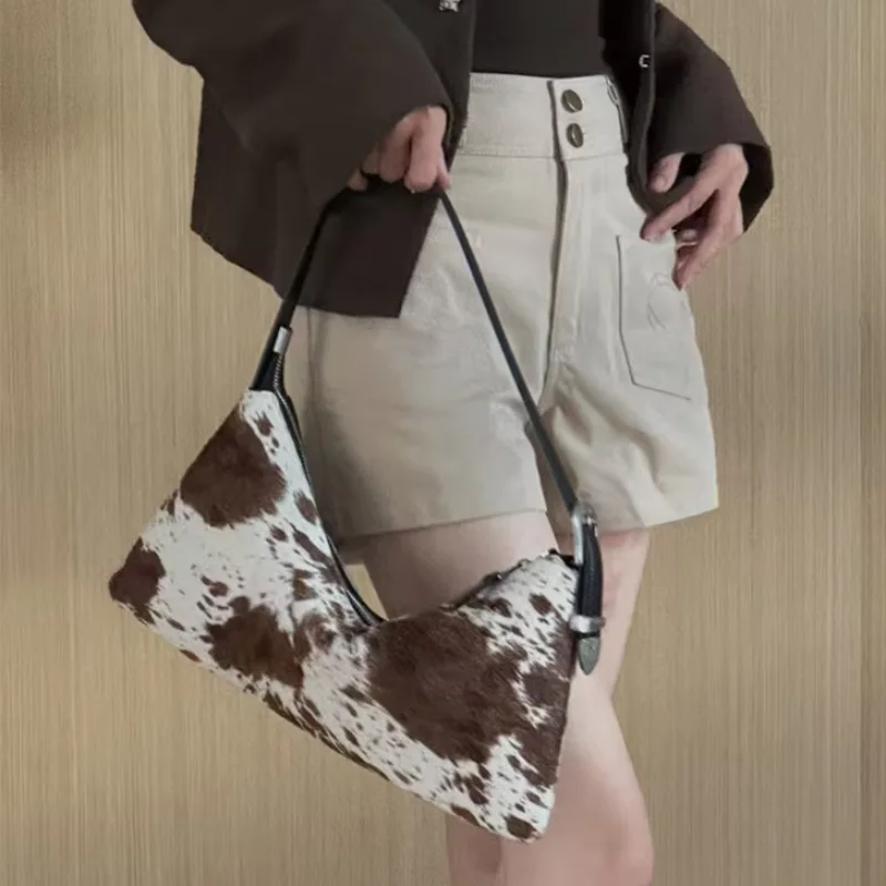 

Personalized Vintage Underarm Bag Designer Ponyhair Leather Handbag Leopard Print Shoulder Bag Fashion Brand Commuter Bag Wallet