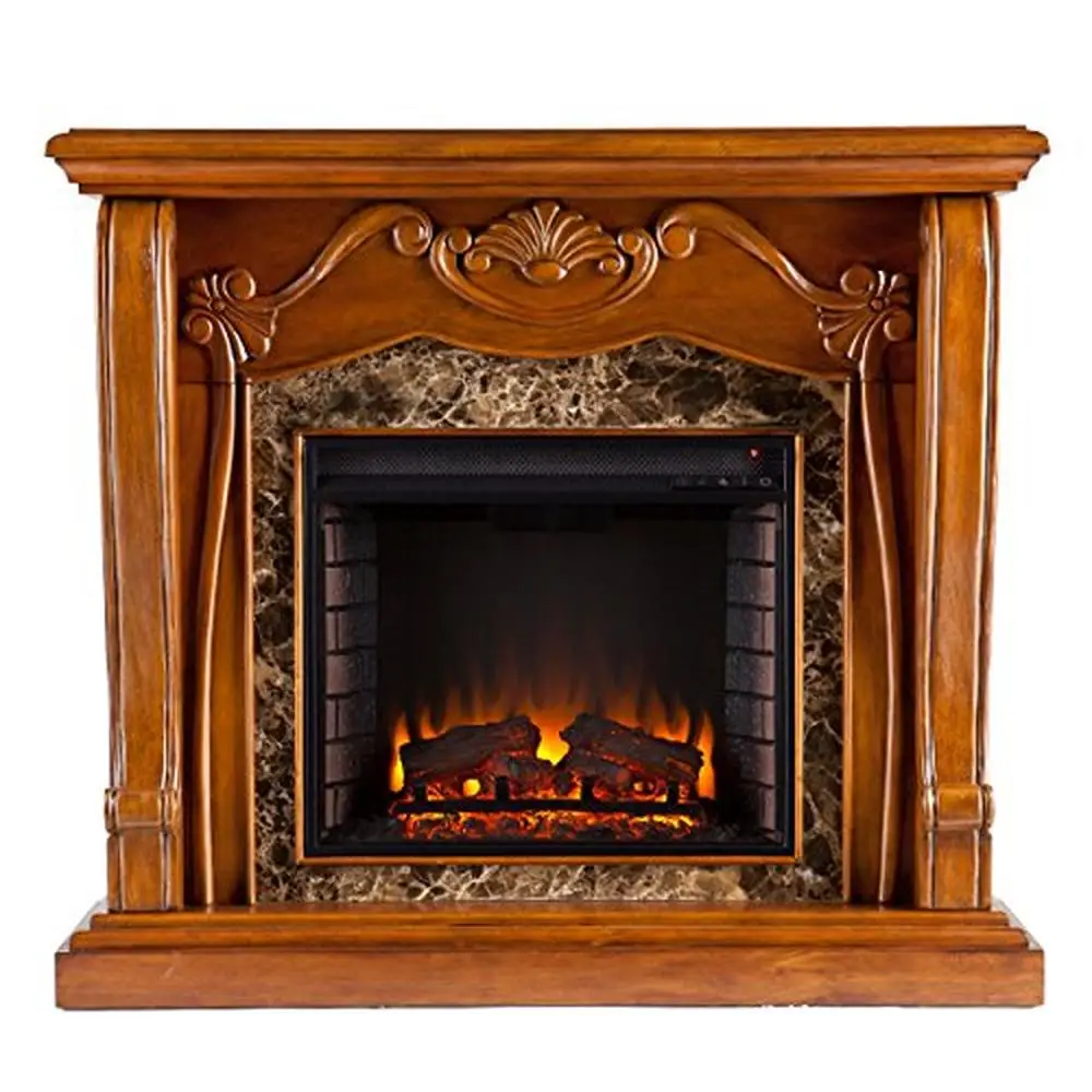 Cardona Electric Fireplace Supplemental Heat Lifelike Flames TV Stand Traditional Style 45.25