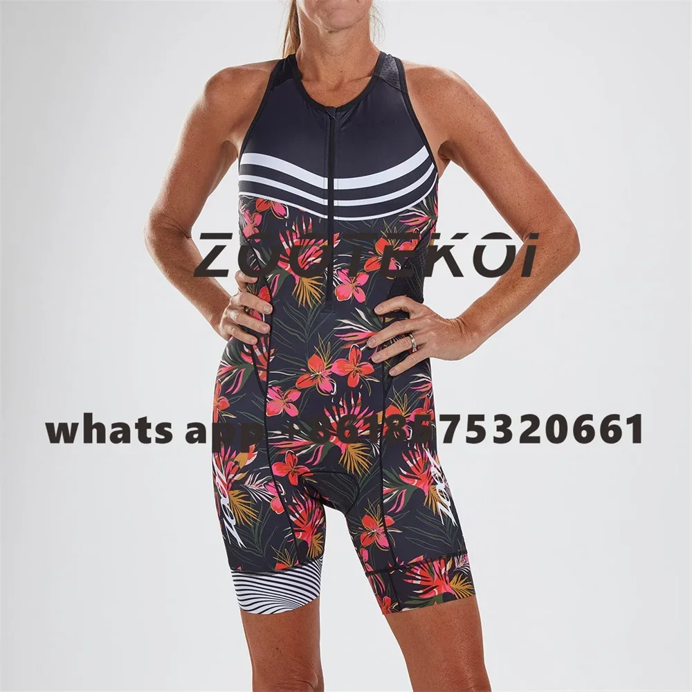 ZOOTEKOI 2022 woman triathlon cycling skinsuit summer Sleeveless swimwear custom bike suit ciclismo cycling clothes jumpsuit new