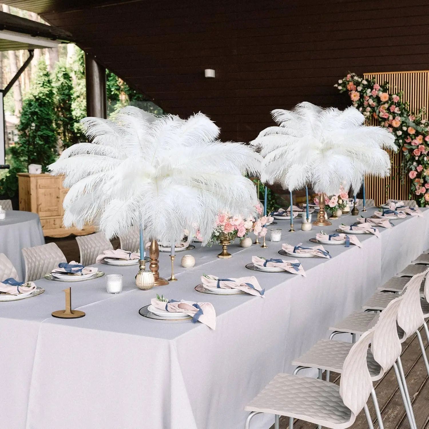 

50-200pcs Natural Ostrich Feathers Bulk 14-16Inch Large White Ostrich Feathers for Wedding Party Centerpieces Home Decor