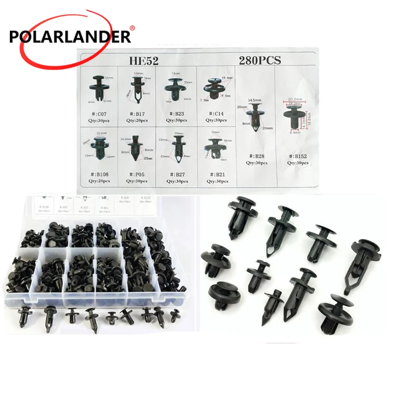 

280PCS Car Mixed Push Pin Clips - 12 Types Universal Fasteners for Door/Bumper/Fender Box-Packed