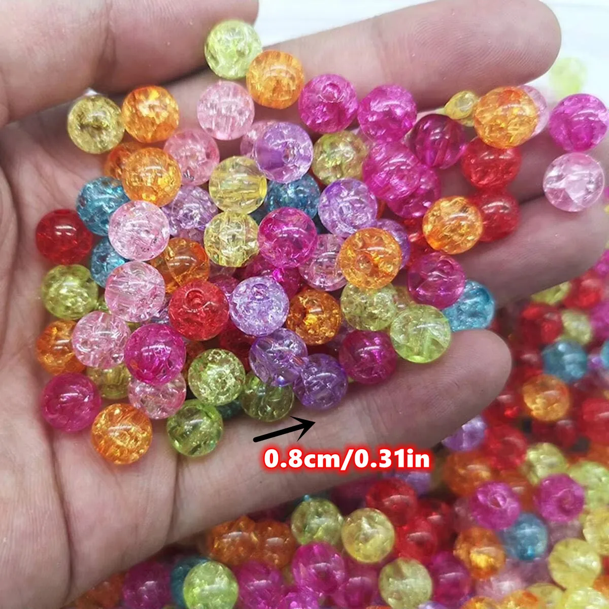 500pcs 8mm Acrylic Cracked Burst Beads - Multicolor DIY Craft Beads with Unique Fractured Effect For DIY Making