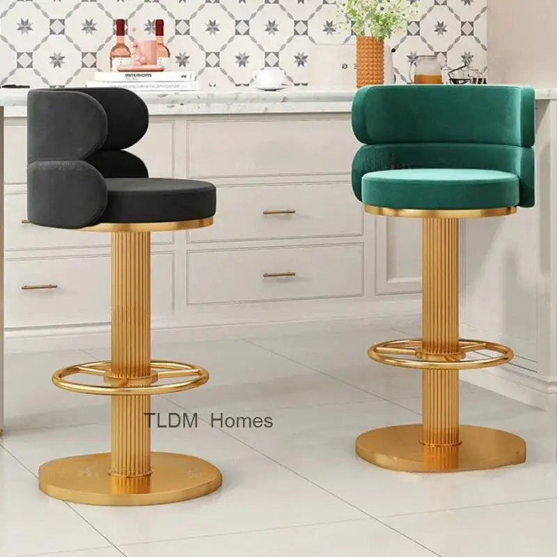 

Swivel Home Backrest Bar Modern Chair Iron Height Adjustable Design Salon Kitchen Chairs Comfortable Armchair High Stools Luxury