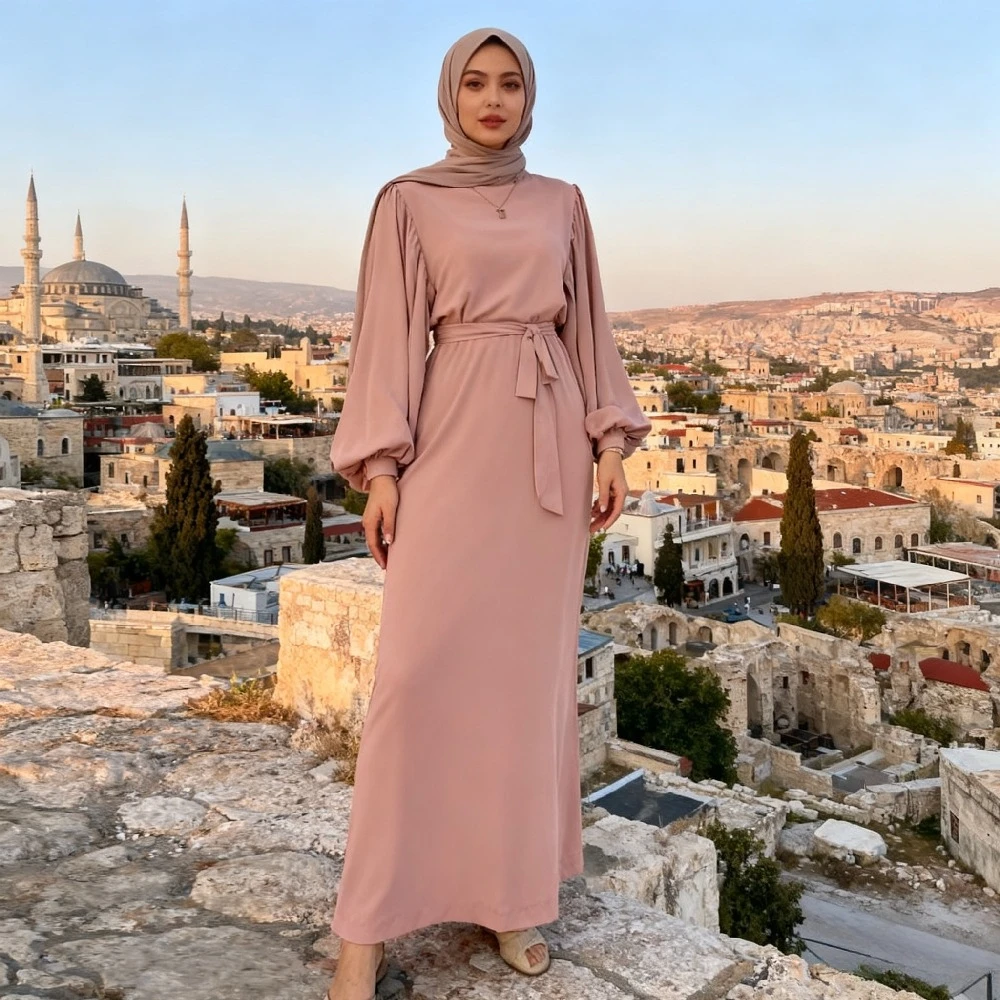Eid Frauen Muslimischen Kleid Marokko Abaya Kaftane Casual Abendkleider Puff Hülse Frau Türkei Islam Lange Robe Femme Vestidos