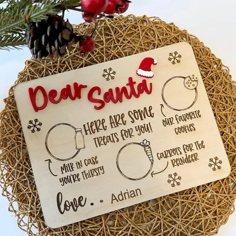 شخصية عشية عيد الميلاد سانتا كلوز صينية الوجبات الخفيفة كوكيز عيد الميلاد وصينية الحليب لوحة خشبية عشية عيد الميلاد هدية الأسرة