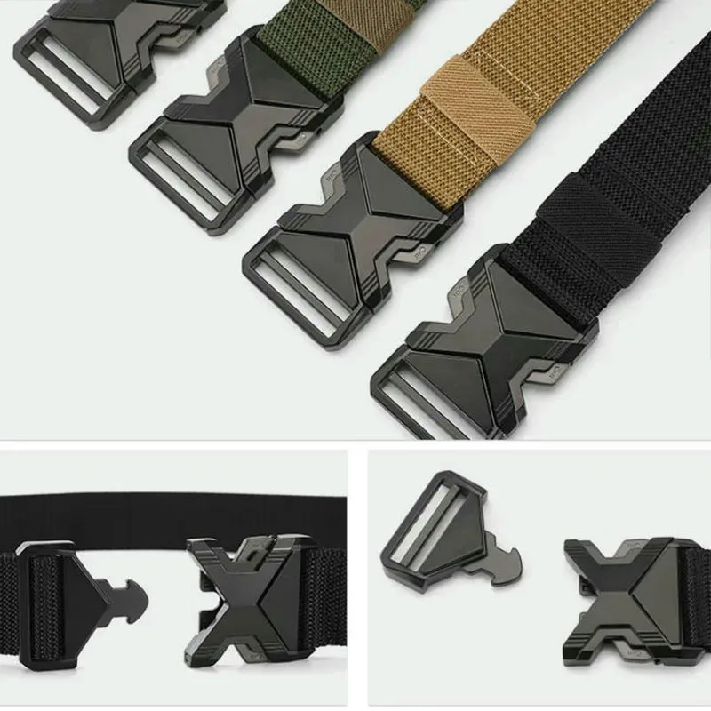 Herren-Taktikgürtel aus Nylon-Canvas, leicht, vielseitig einsetzbar, militärischer Herren-Gürtel, verstellbar, mit Schnellverschluss, Sportgürtel, 125 cm. – Detail 11