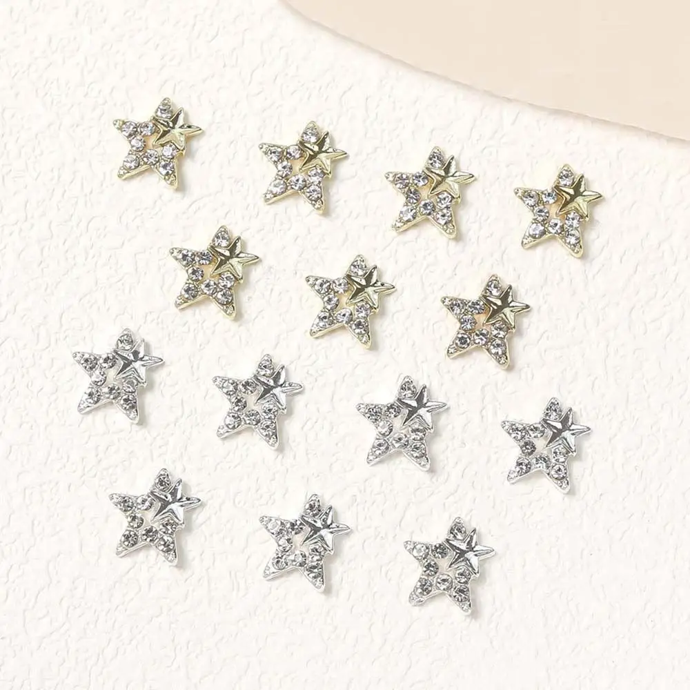 Women Five-pointed Stars Alloy Clock Nail Rhinestones 3D Nail Art Drills Nail Art Jewelry Stars Nail Decorations