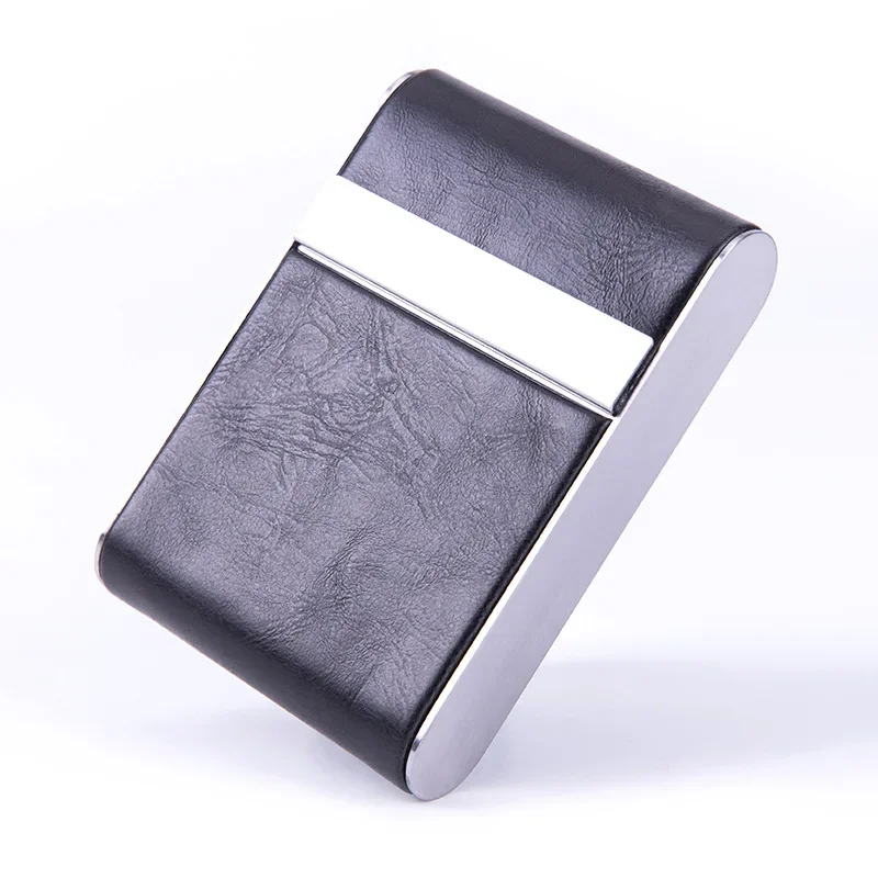 Hardshell Cigarette Case with Leather & Metal Accents - Portable Anti-Crush Cigarette Holder, Stylish Design for Men view 4