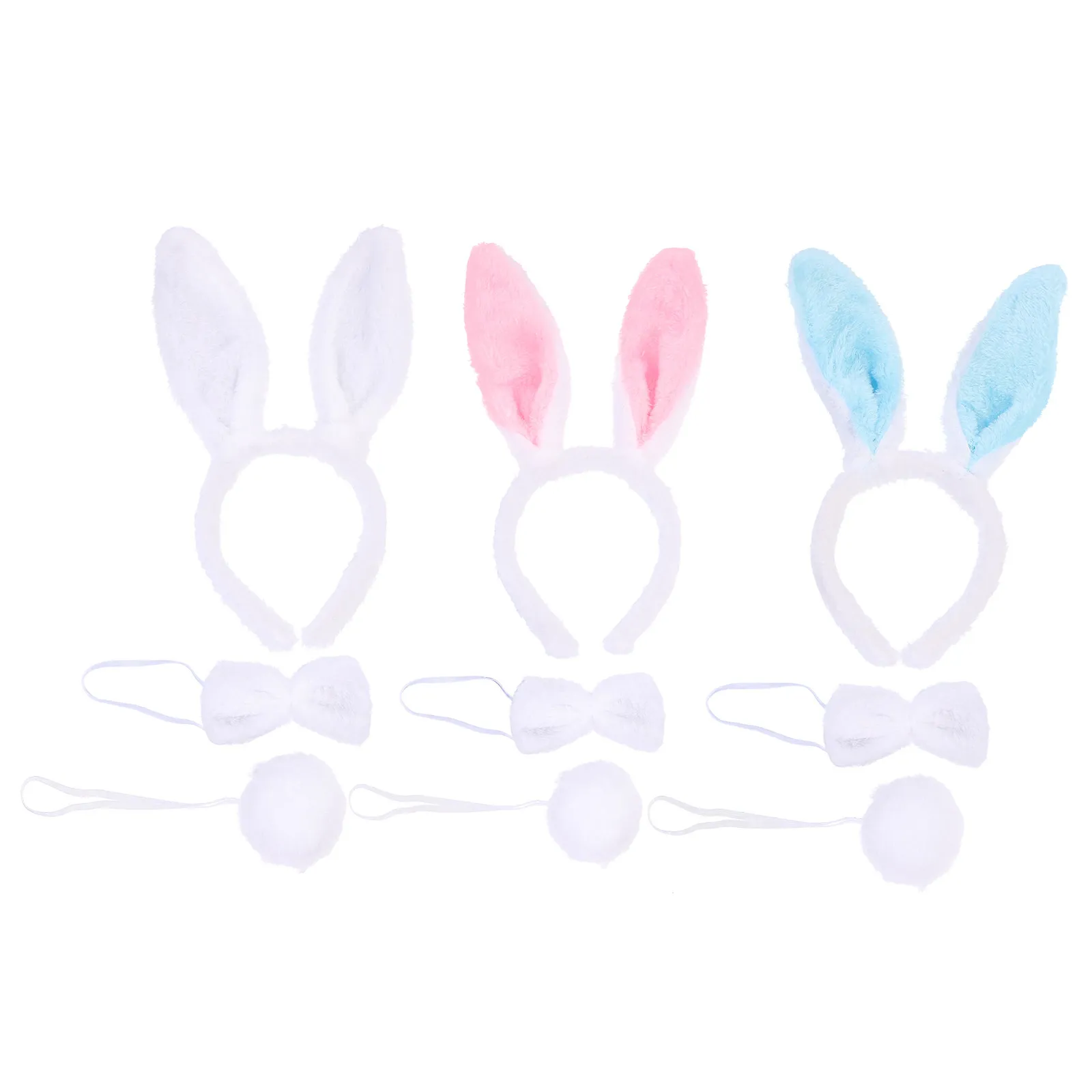 Rabbit Costume Kit Rabbit Ears Hairband Lovely Bow Tie Waist Tail Prop Easy Wear Stable Frame for Parties Performances