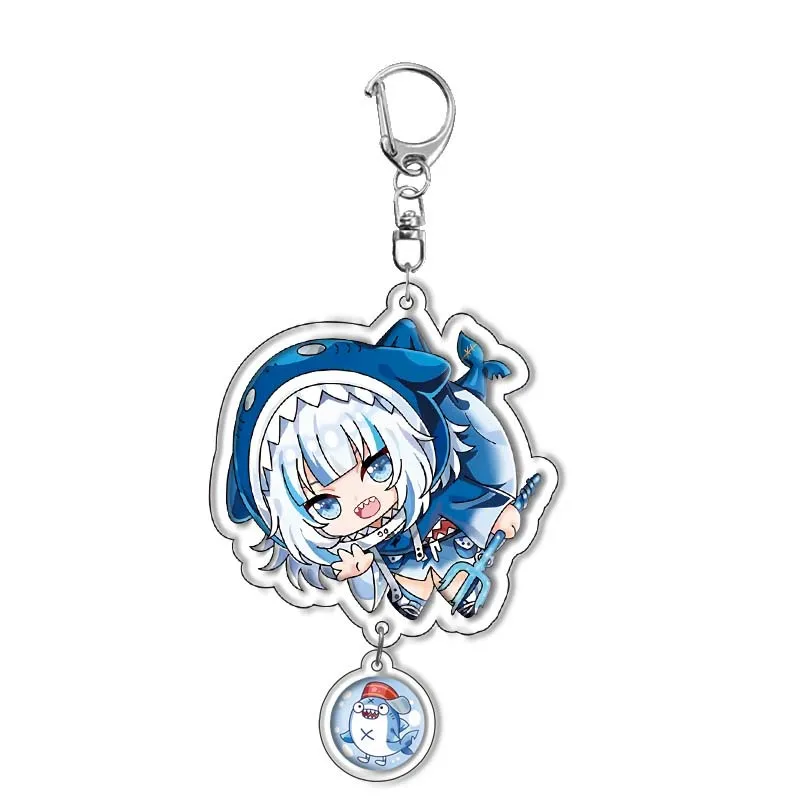 Nijisanji Keychain Cartoon Figure Mysta Rias Vox Akuma Houshou Marine Pendant Car Key Ring Gawr Gura Party Charm Fans Gift