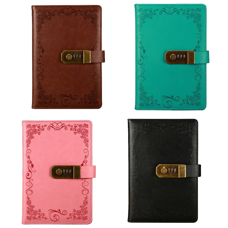 Diary With Lock Notebook A5 Vintage Lockable Paper PU Leather Note Book Traveler Journal Weekly Planner School Stationery Gift