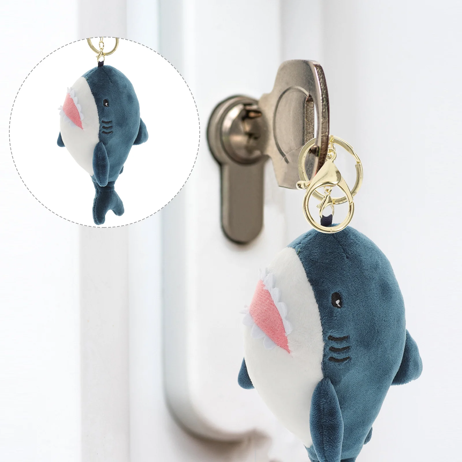 Sea Keychain Shark Shaped Ring Backpack Cartoon Bag Pendant Child Stuffed Animals Keyring