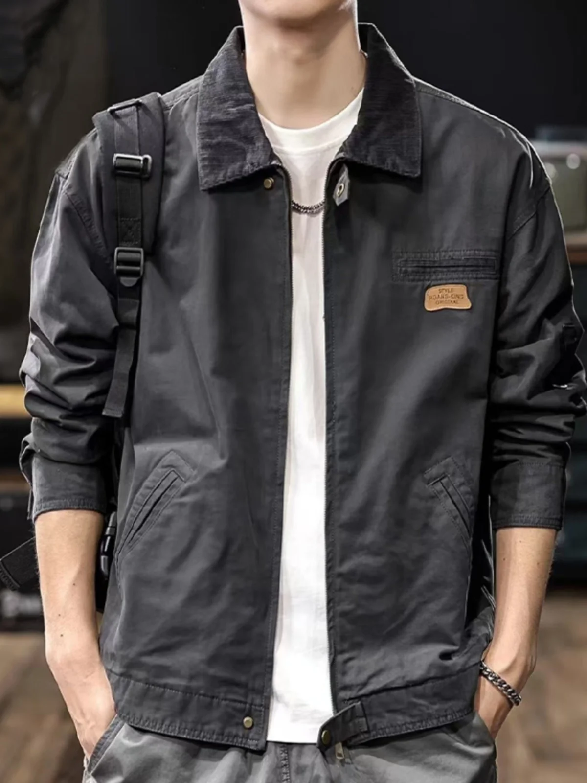 

Ретро-куртка в американском рабочем стиле для мужчин: модная джинсовая куртка с воротником от трендового бренда, весна-осень, уличный стиль