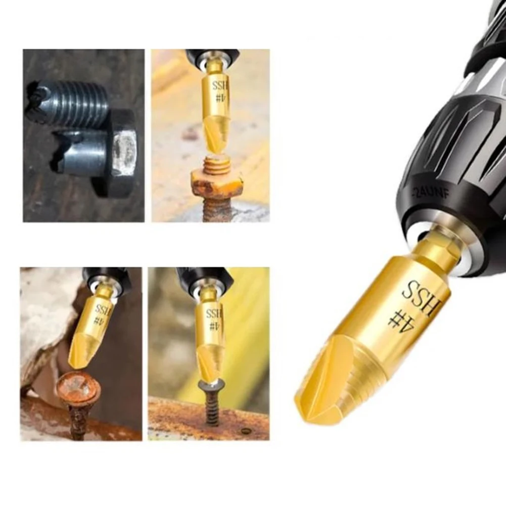 5pcs Damaged Screw Extractor Hexagonal Shank Broken Head Screw Extractor Screwdriver For Taking Out Electric Drill Power Tool