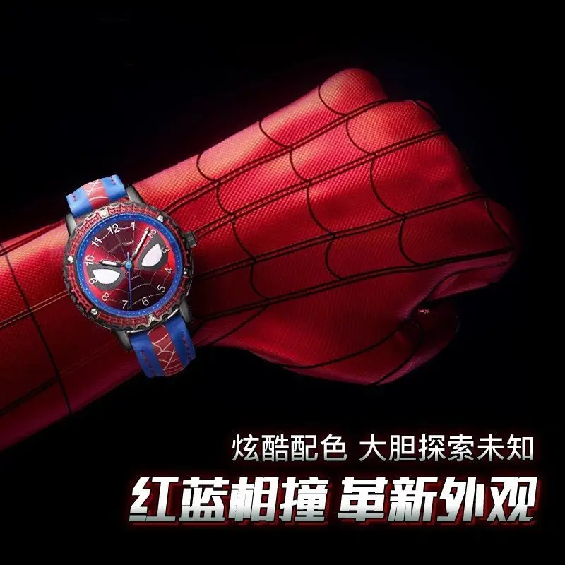 Marvel Spiderman Anime Cartoon Watch Boy Primary School Student Clock Quartz Watch Luminous Pointer Kids Watch Birthday Gifts