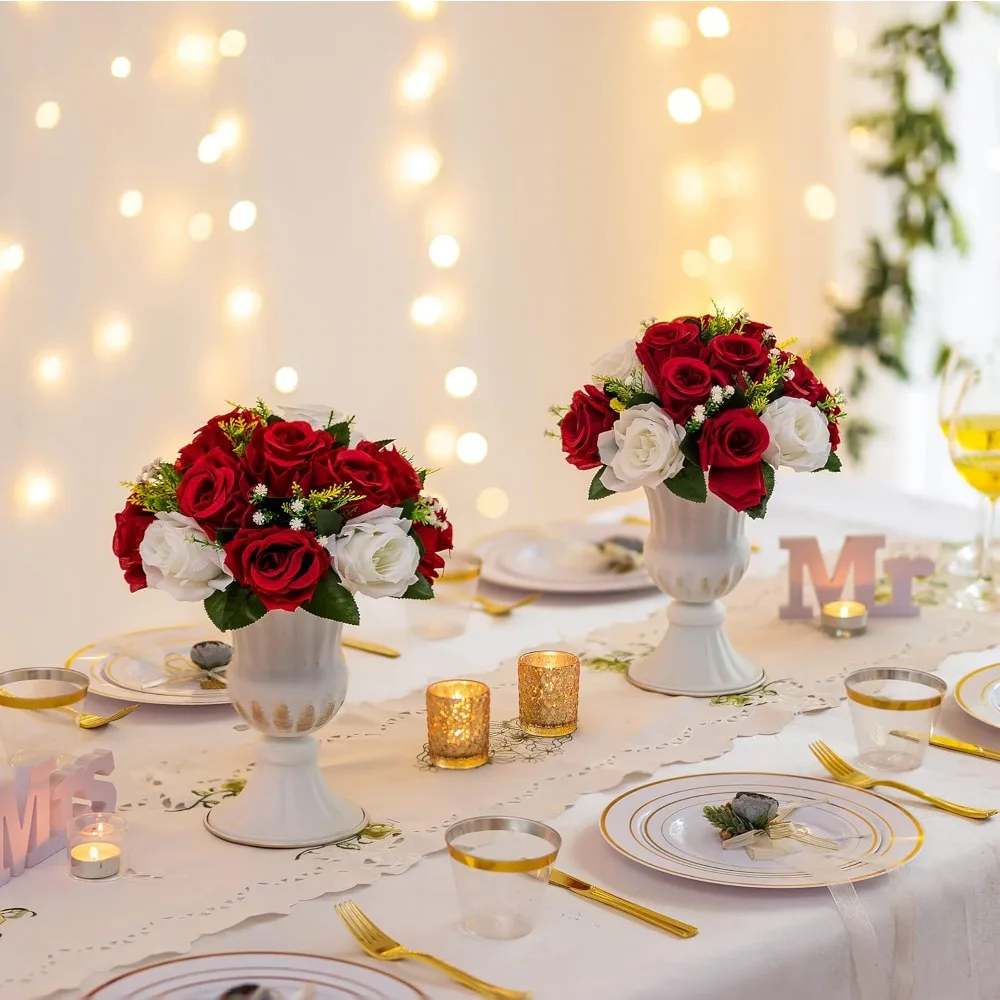 

Red Fake Flowers for Wedding Centerpiece Kissing Flower Balls for Tables Flower Centerpieces Arrangement for Party Road Lead