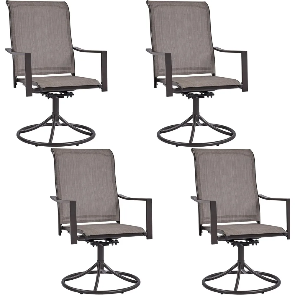 

Outdoor Patio Swivel Chairs, Set of 4 Rocker Dining Chairs with Texteline Fabric and Metal Frame for Lawn Deck Backyard, Brown
