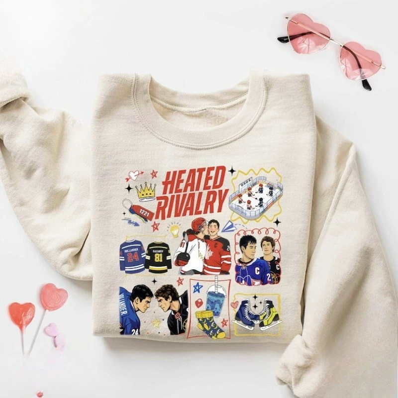 

Толстовка с длинными рукавами и капюшоном для фанатов хоккея, с принтом «Heated Rivalry Hollander Rozanov LGBT Love», осенне-зимняя, в стиле квир-культуры, Илья