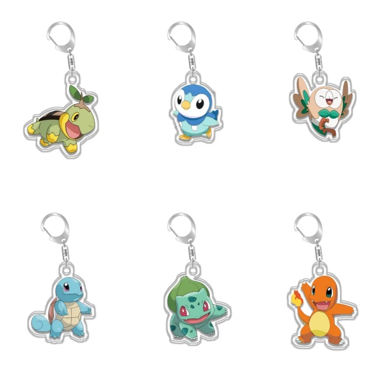 

Turtwig Rowlet Squirtle Charmander Sobble Bulbasaur Original Acrylic Handmade Cute Cartoon Anime Keychain Pendant Toy Gift