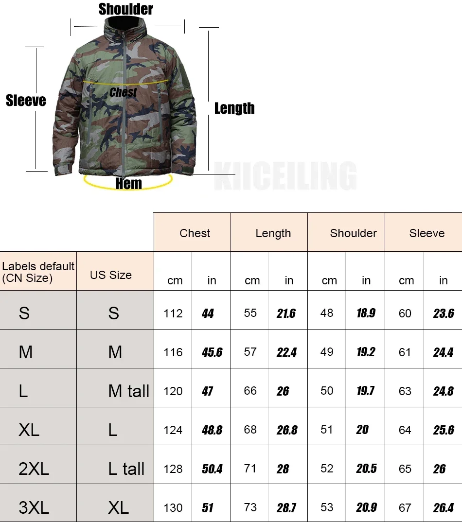 KIICEILING L7 Bomber Tactical Jackets for Men Women Winter Warm Waterproof Casual Camouflage Down Parkas Coat Hoodies Clothing