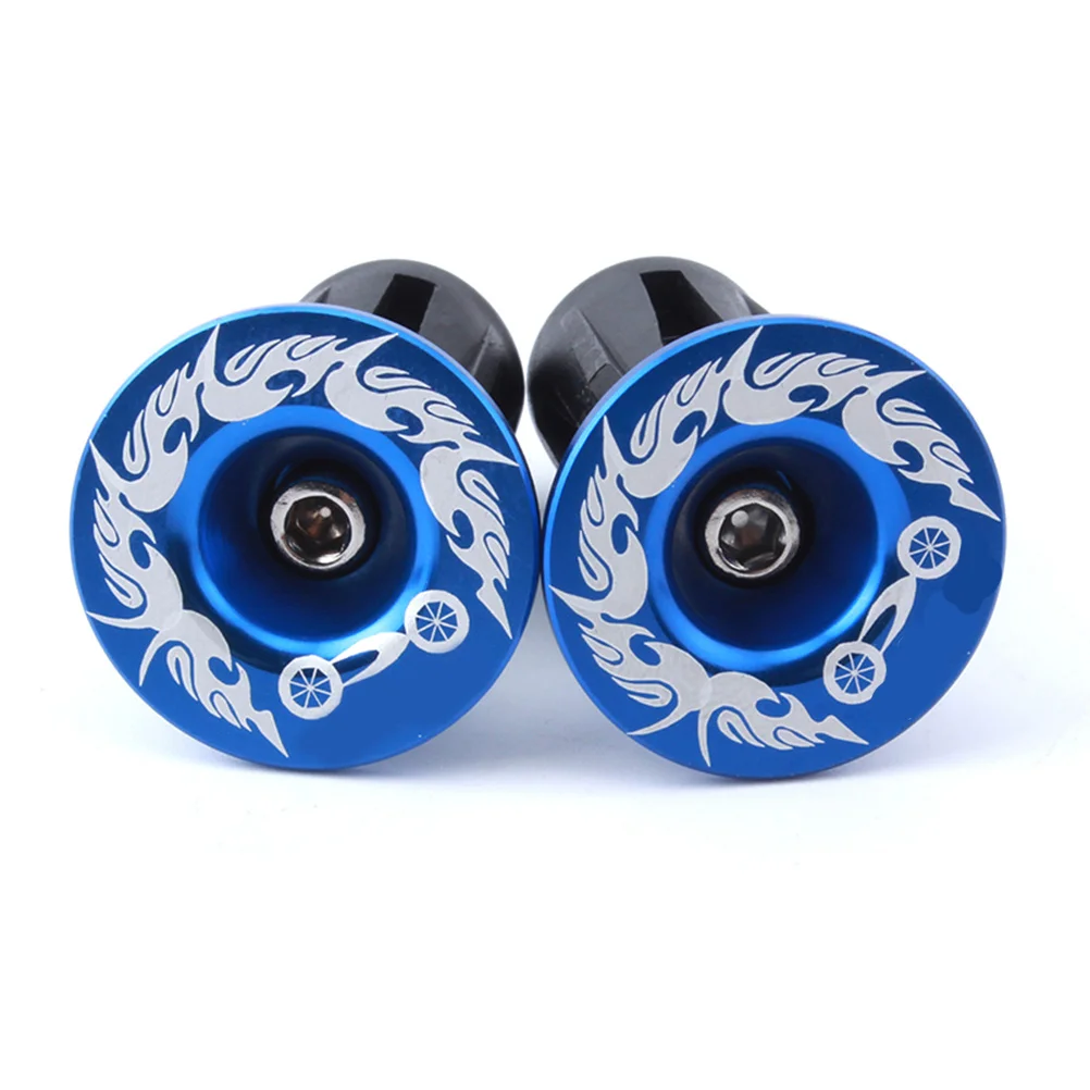

Pair Bike Handlebar End Plugs Aluminum Alloy Blue Cnc Machined Lightweight Durable Bar End Caps for Road Mountain Folding Fixed