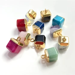 5pcs Natural Stone Pendant Charms 8mm Square Gem jewelry Accessories Charm for Making DIY Necklace Earrings Wholesale Finding