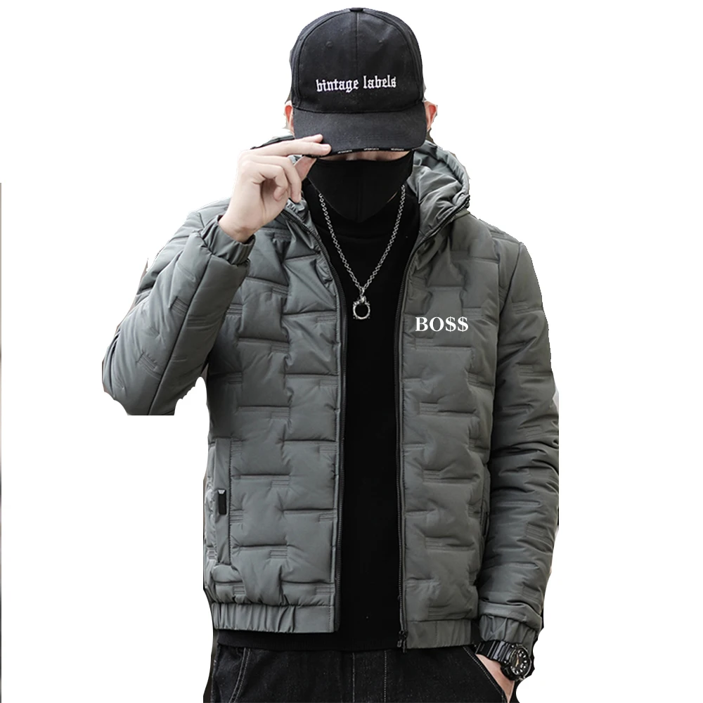 2024Fashionable new down jacket fashionable jacket youth plus size down jacket casual sports jacket men's winter hooded jacket