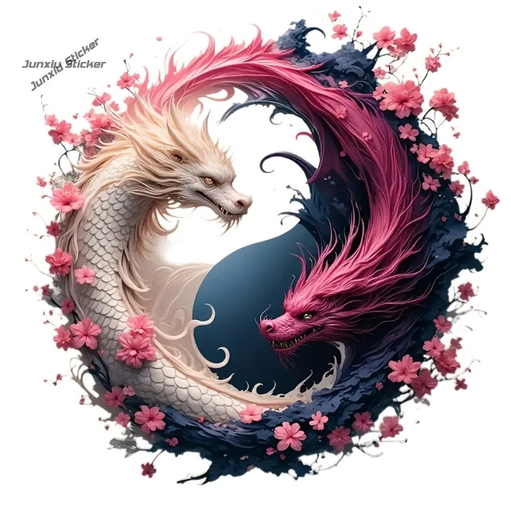 

Double Dragon Yin Yang Pattern Advanced Waterproof Vinyl Stickers Suitable Window Marking Computers Telephones, Motorcycles